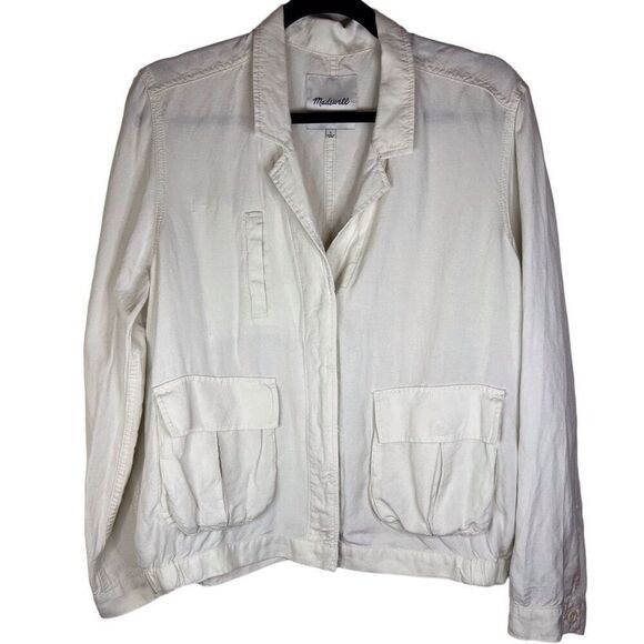 Madewell League Womens Linen Cargo Utility Jacket Blazer Size Large Outdoor - Picture 1 of 7